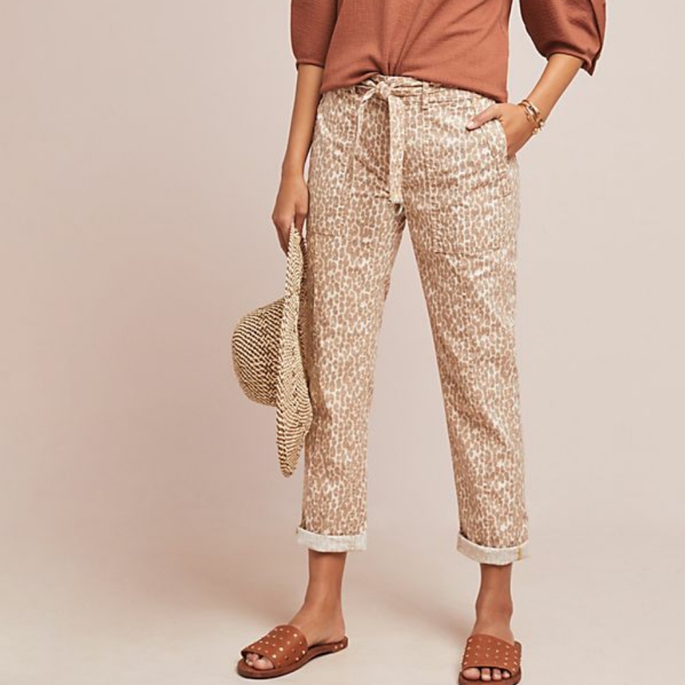 Anthropologie leopard print pants